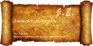 Jankovich Ervin névjegykártya