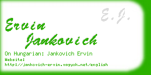 ervin jankovich business card